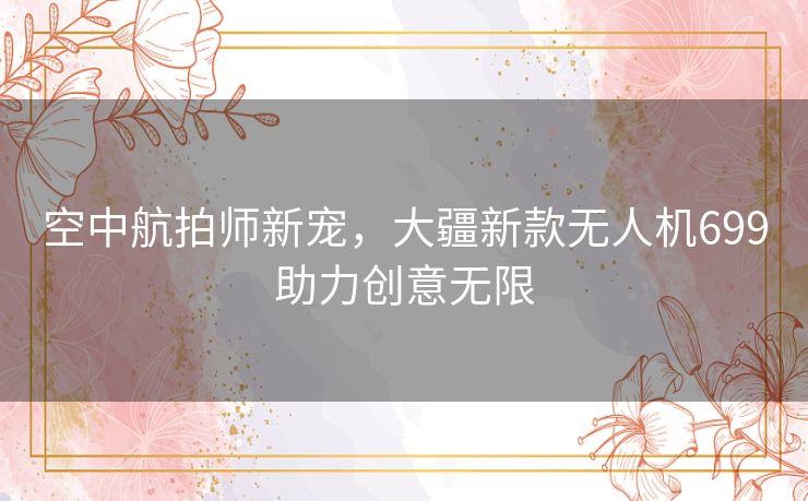 空中航拍师新宠，大疆新款无人机699助力创意无限