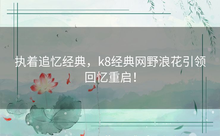 执着追忆经典，k8经典网野浪花引领回忆重启！