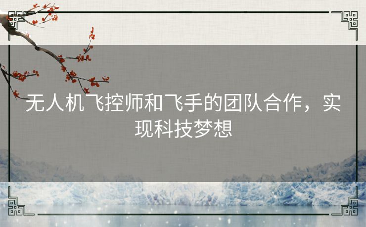 无人机飞控师和飞手的团队合作，实现科技梦想