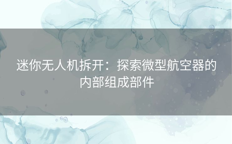 迷你无人机拆开：探索微型航空器的内部组成部件