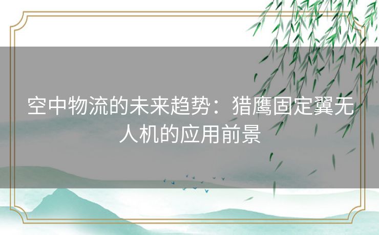 空中物流的未来趋势：猎鹰固定翼无人机的应用前景