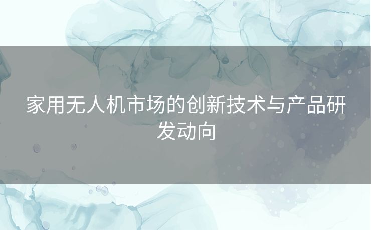 家用无人机市场的创新技术与产品研发动向