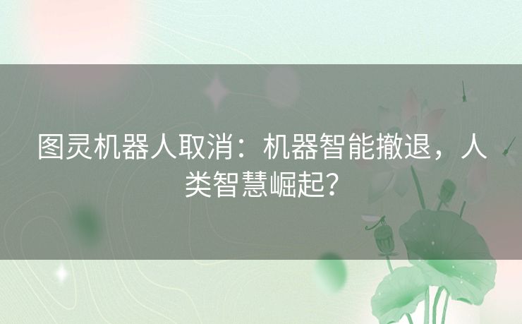 图灵机器人取消：机器智能撤退，人类智慧崛起？