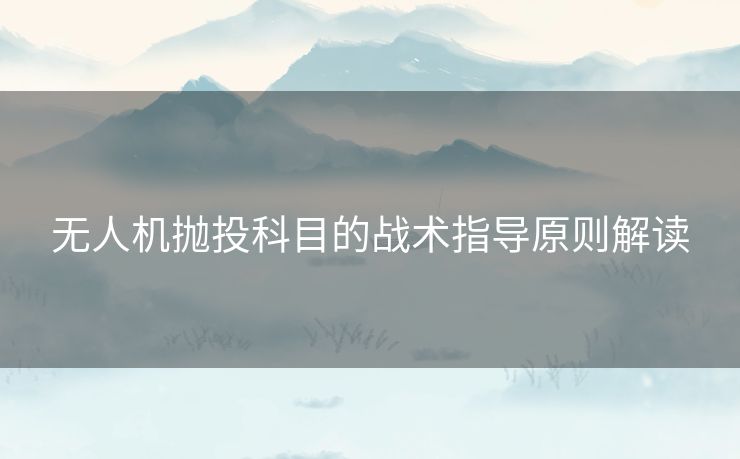 无人机抛投科目的战术指导原则解读