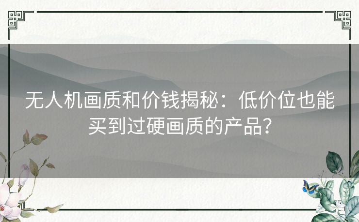 无人机画质和价钱揭秘：低价位也能买到过硬画质的产品？