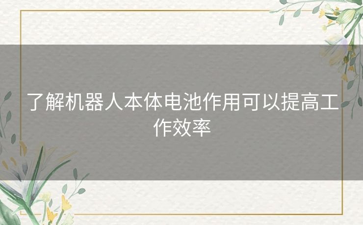 了解机器人本体电池作用可以提高工作效率