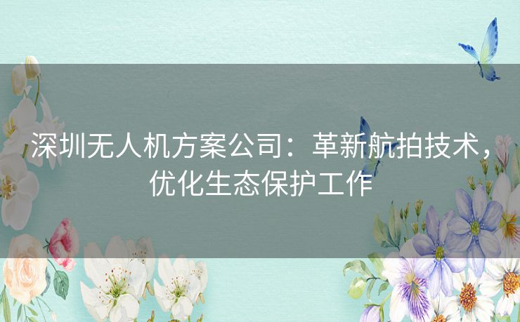 深圳无人机方案公司：革新航拍技术，优化生态保护工作