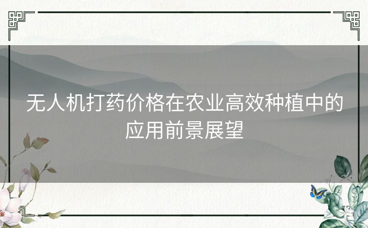 无人机打药价格在农业高效种植中的应用前景展望