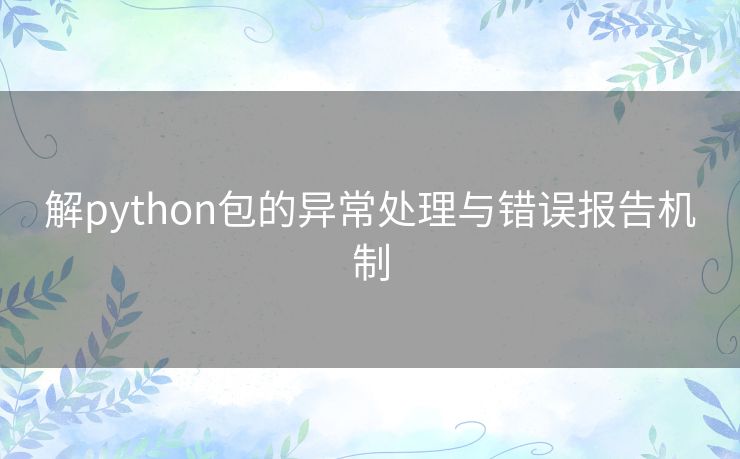 解python包的异常处理与错误报告机制