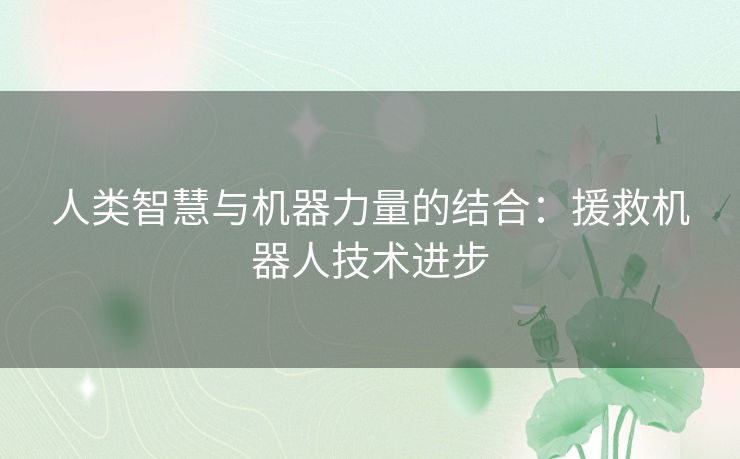 人类智慧与机器力量的结合：援救机器人技术进步