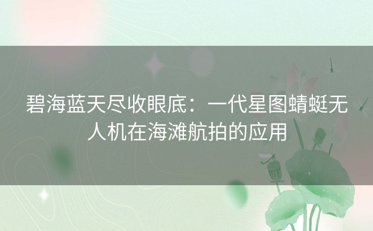 碧海蓝天尽收眼底：一代星图蜻蜓无人机在海滩航拍的应用