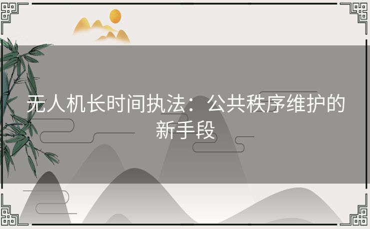 无人机长时间执法：公共秩序维护的新手段