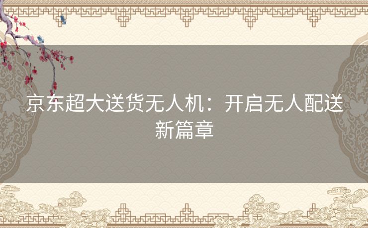 京东超大送货无人机：开启无人配送新篇章