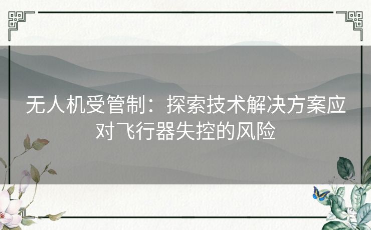 无人机受管制：探索技术解决方案应对飞行器失控的风险