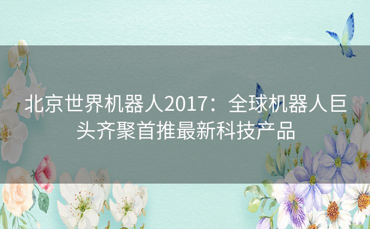 北京世界机器人2017：全球机器人巨头齐聚首推最新科技产品