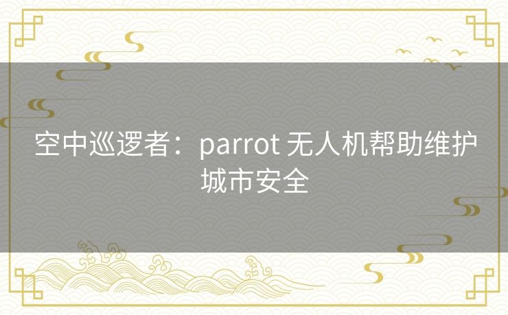 空中巡逻者：parrot 无人机帮助维护城市安全